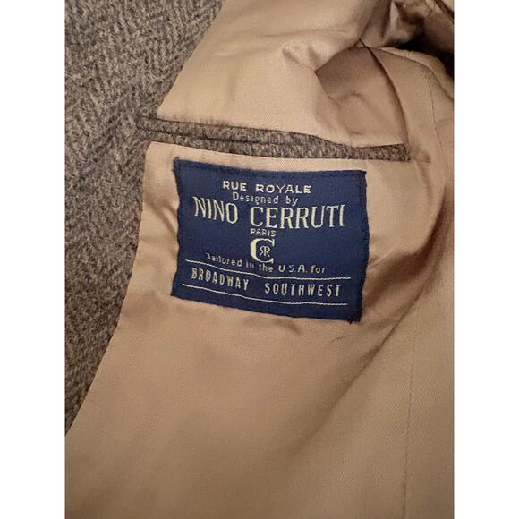 Nino Cerruti Wool Blazer Mens 44R Brown Herringbone 2 Button Sport Coat USA - Picture 5 of 6